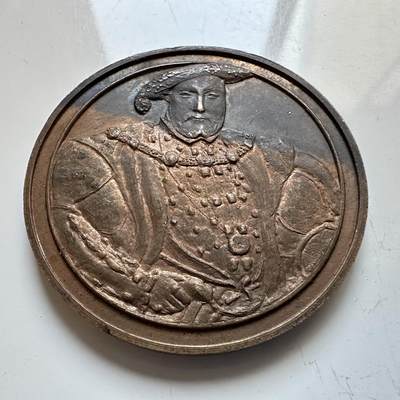 🌹外币初藏🌹🐯2025年第140场  每周二四六晚8️⃣点 接代拍 - 英国亨利八世高浮雕大铜章 44.5毫米38.1克 都铎玫瑰 英国皇家海军奠基人