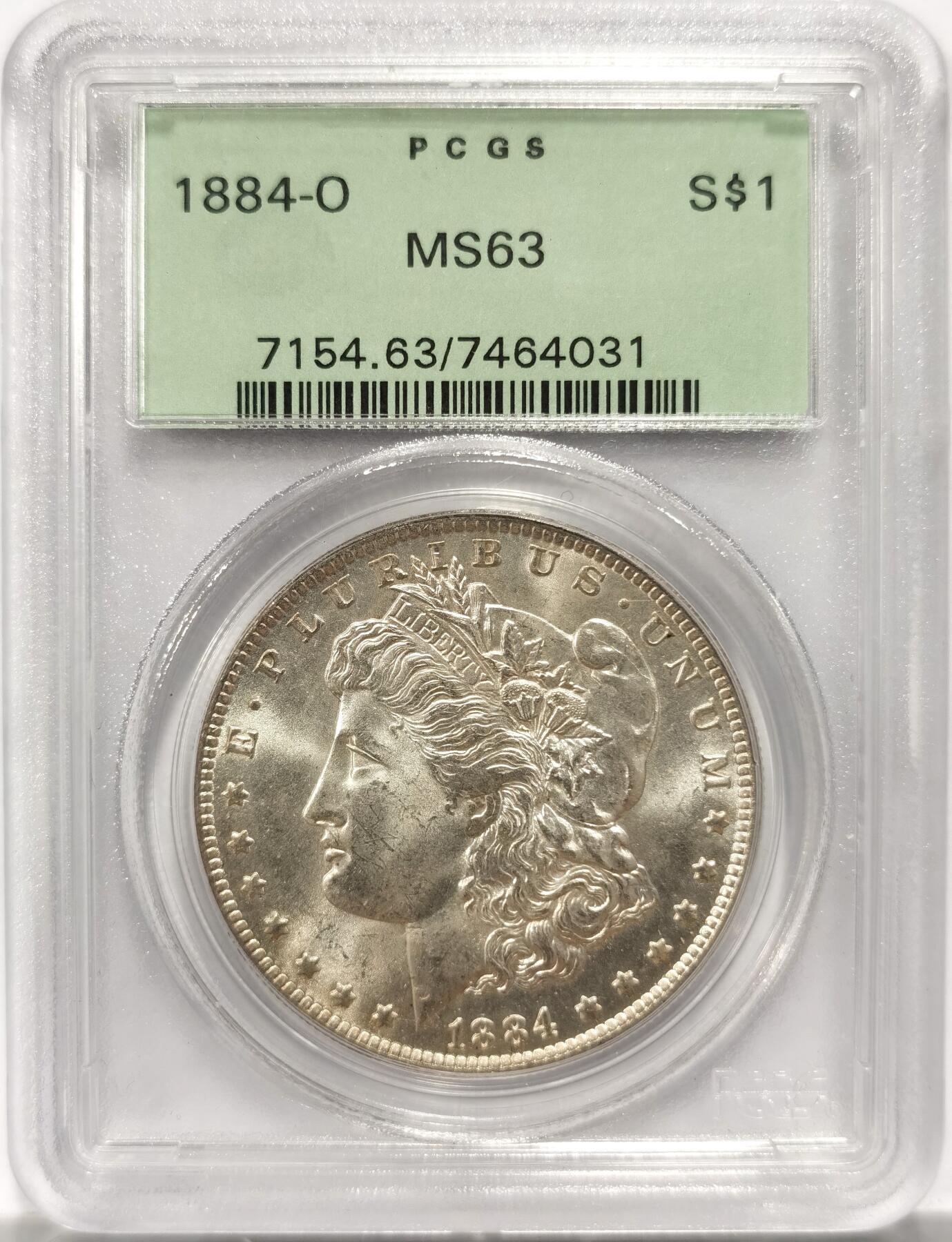 博洋堂世界钱币拍卖第151期（全场包邮） PCGS MS63 美国1884年O版摩根1美元银币 早期PCGS绿盒保存完美