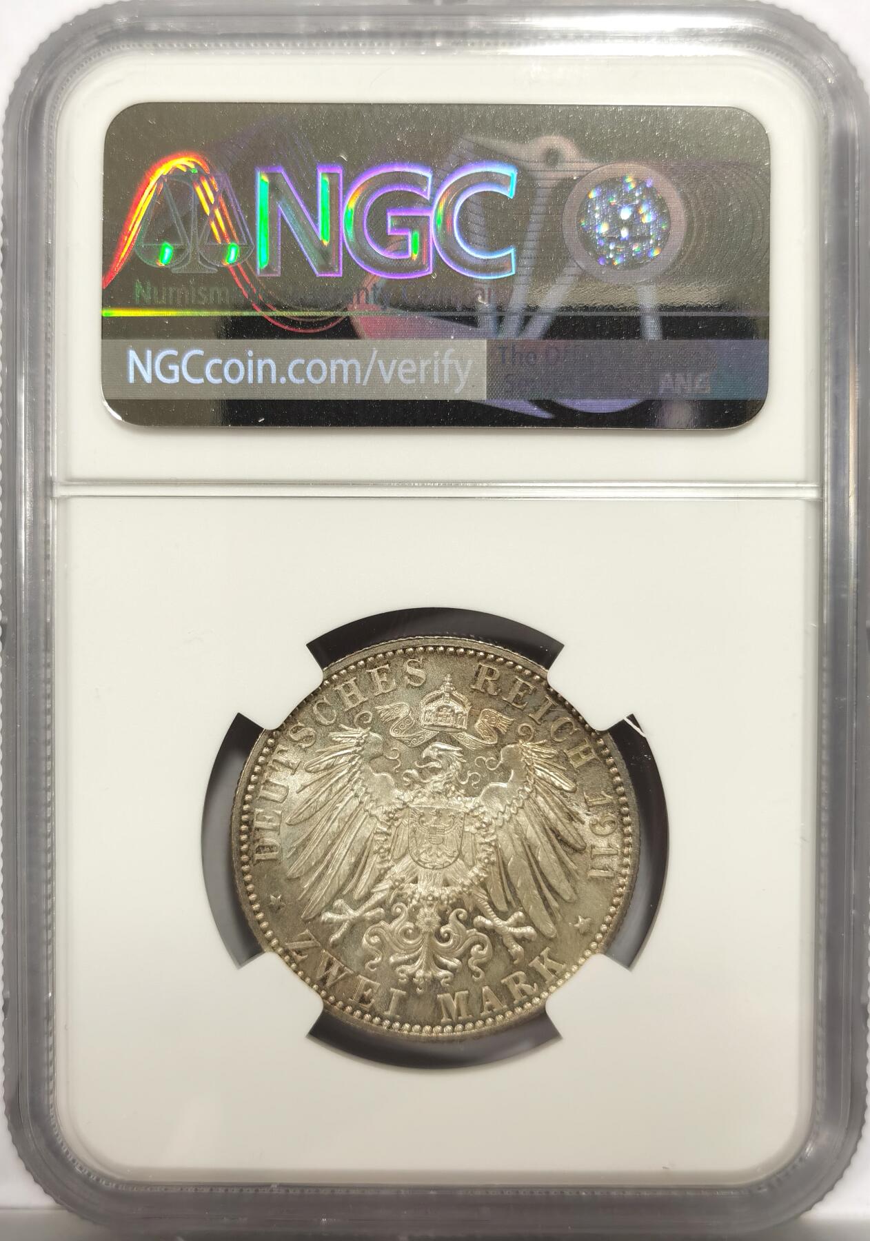 博洋堂世界钱币拍卖第151期（全场包邮） NGC MS64 德国巴伐利亚1911年柳特波德寿辰纪念2马克银币