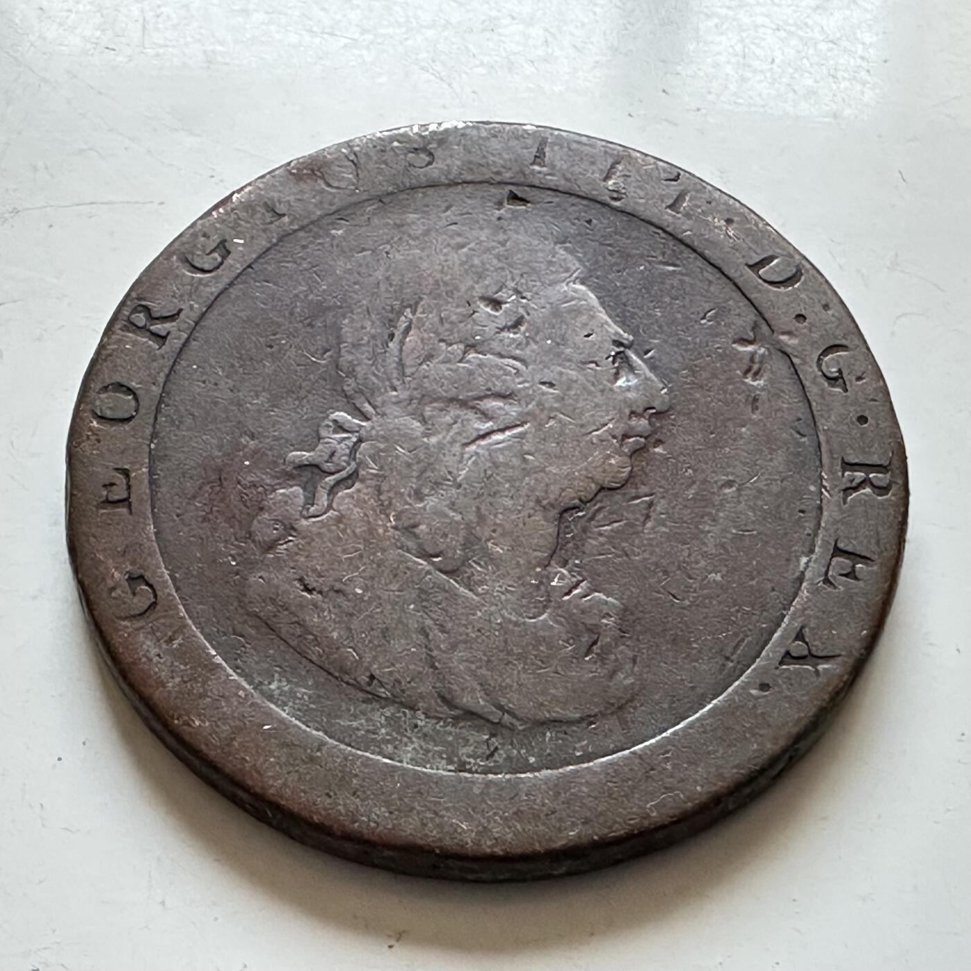 🌹外币初藏🌹🐯2025年第140场  每周二四六晚8️⃣点 接代拍 英国1797年乔治三世一便士大铜币 35.8毫米