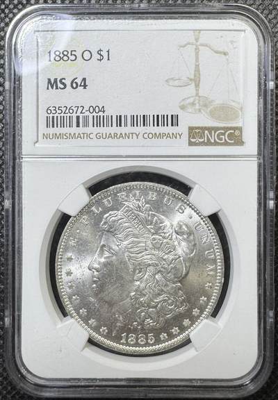 甄臻铺-世界币章拍卖（第43期）送拍享返佣金等优惠多多 - NGC-MS64 美国1885年O版摩根一元银币