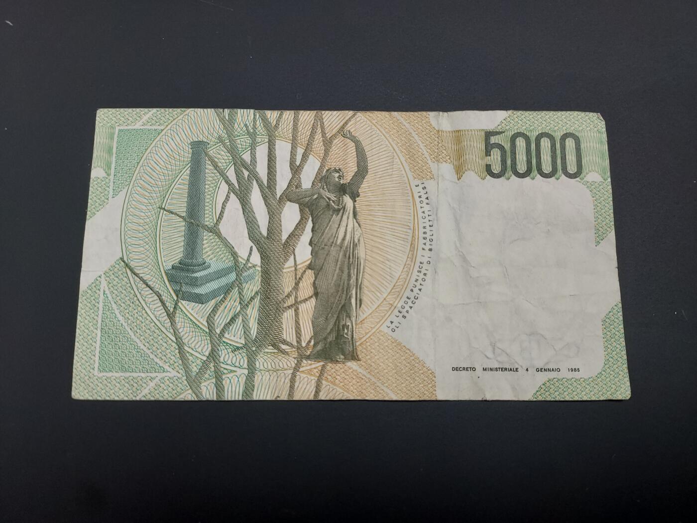 博彦收藏  12月15日 8点 钱币专场 全场包邮 意大利 5000里拉 流通品