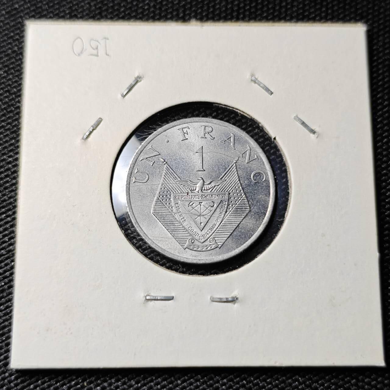 KK钱币收藏小铺 第378期  2月预留时间 周末发货  1977卢旺达1法郎 好品