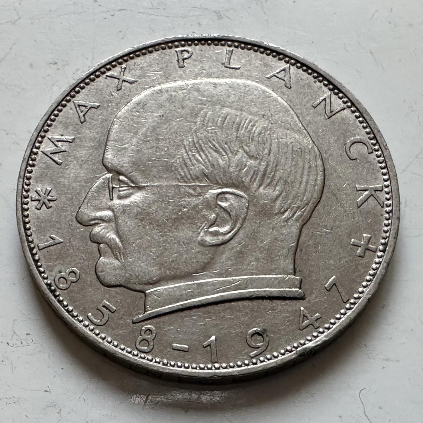 🌹外币初藏🌹🐯2025年第140场  每周二四六晚8️⃣点 接代拍 德国1960年J版 2马克 普朗克