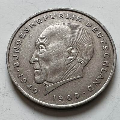 🌹外币初藏🌹🐯2025年第140场  每周二四六晚8️⃣点 接代拍 - 德国1971年J版 2马克 阿登纳