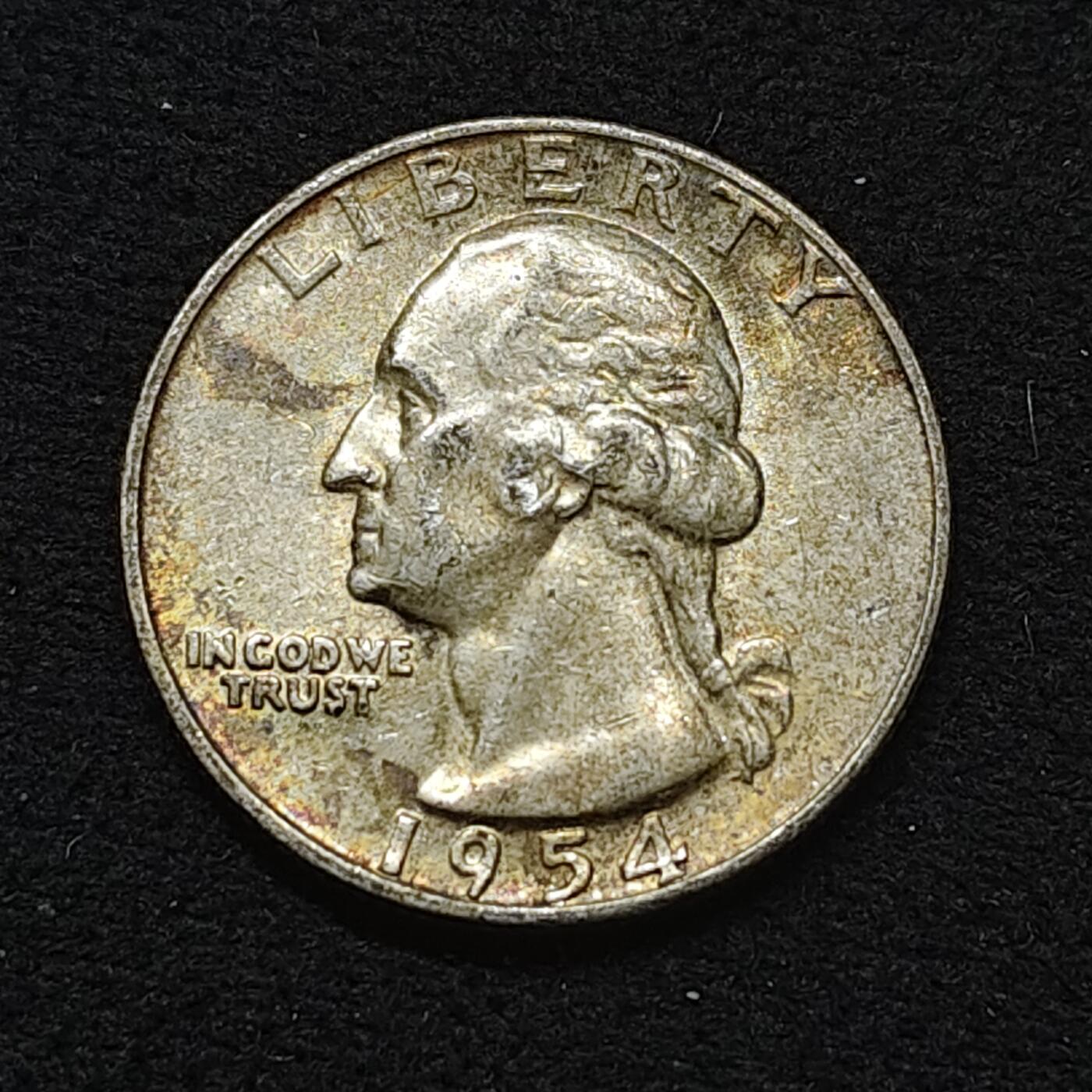 【全场包邮】纯粹捡漏拍484场（免费代拍第21场） 美国1954年华盛顿25分银币