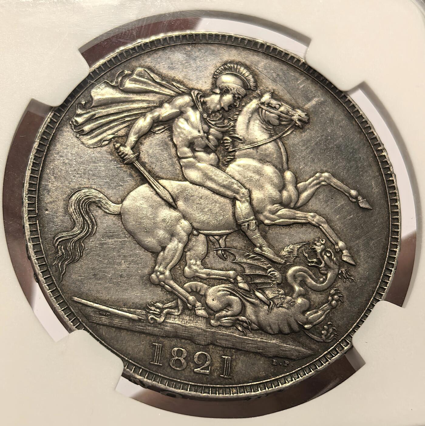 博洋堂世界钱币拍卖第151期（全场包邮） NGC MS62 英国1821年乔治四世马剑银币 SECUNDO 味道一流