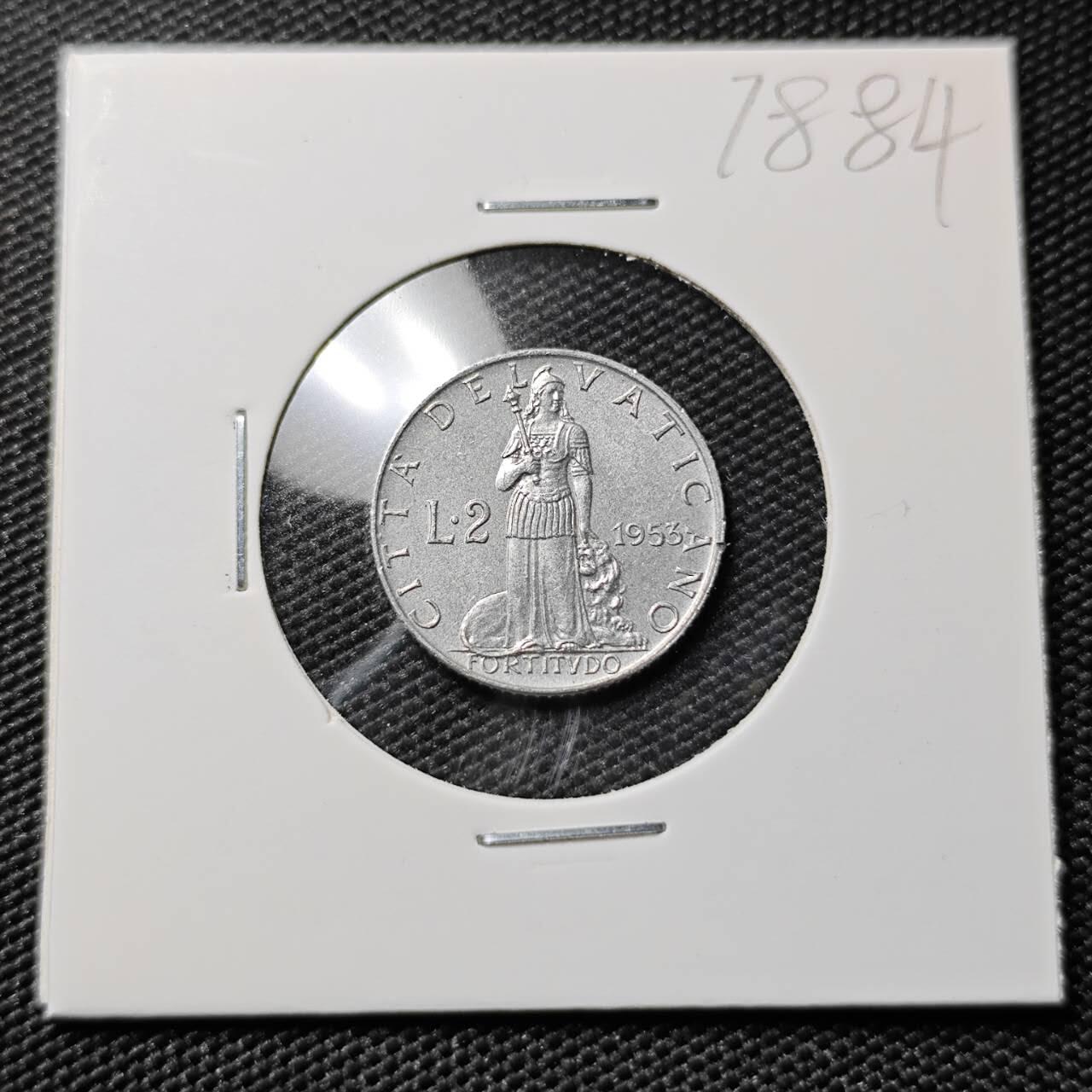 KK钱币收藏小铺 第378期  2月预留时间 周末发货 1953 梵蒂冈2里拉