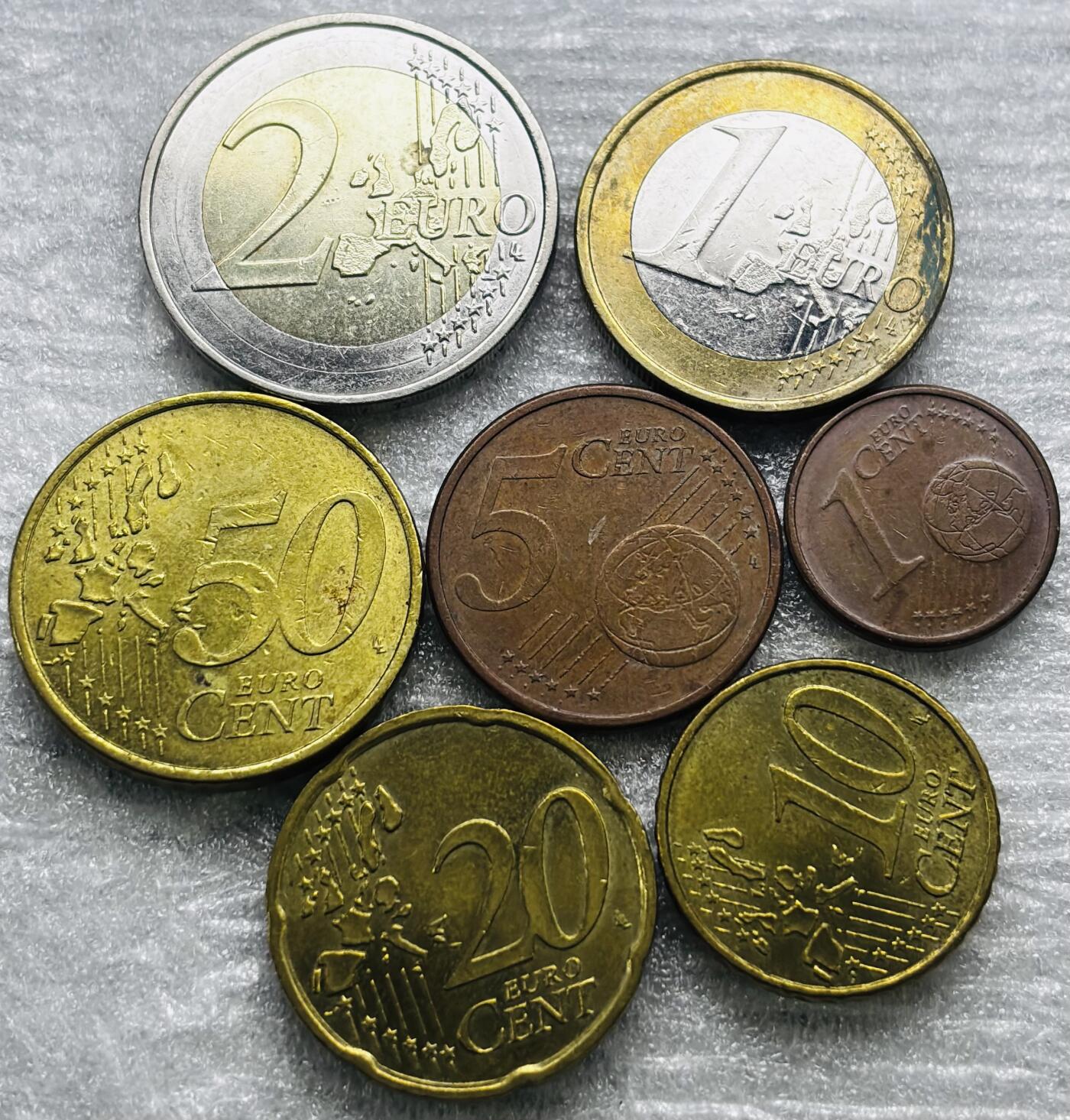 文馨钱币收藏第 284 场，【 长期接收代拍品】老藏家拍品南朝鲜李承晚时期货币，泰国大型纪念币，土耳其各时期及各国套币场 原光好品德国 1 欧分-2 欧元 7 枚套