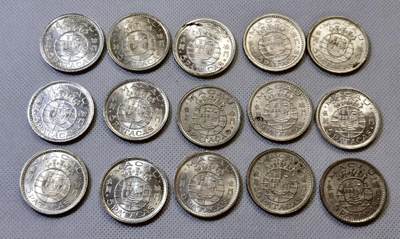 甄臻铺-世界币章拍卖（第43期）送拍享返佣金等优惠多多 - 15枚澳门1952年第一版厚5元大银币 UNC- BU极美品（第一组），细节见图