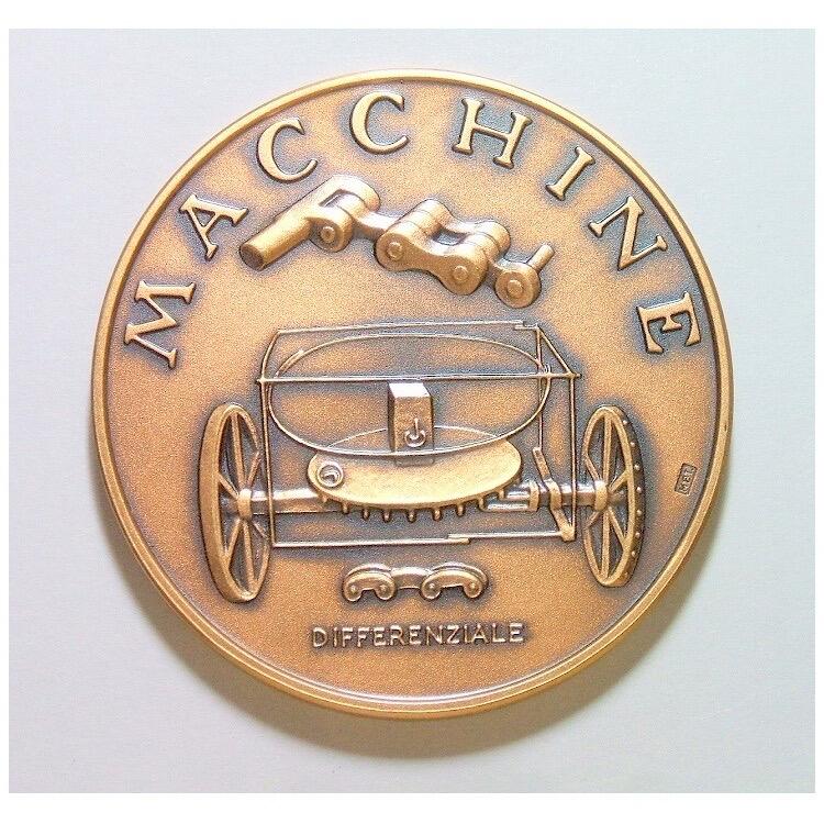 意大利科学家+画家达芬奇+达芬奇汽车 高浮雕精制大铜章 45MM