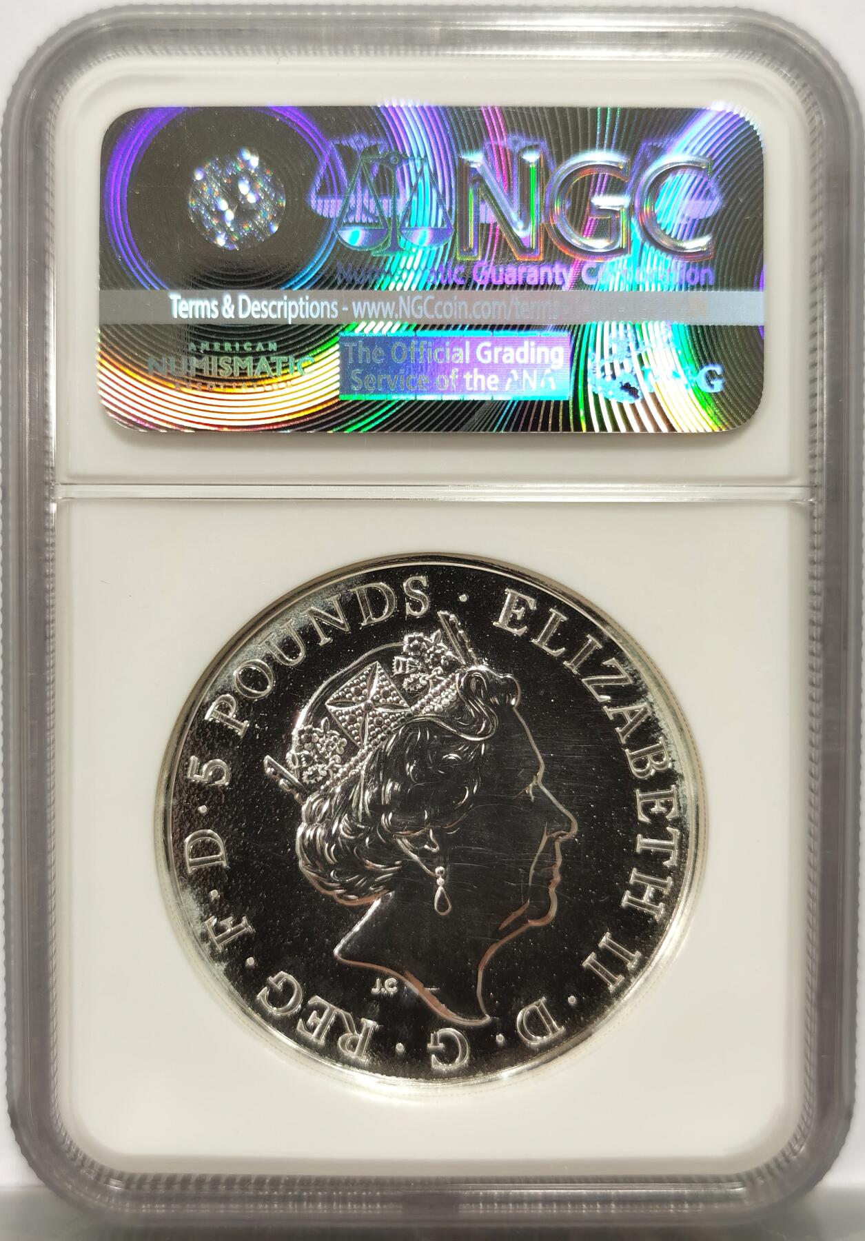 博洋堂世界钱币拍卖第151期（全场包邮） NGC MS69 英国2016年大英守护神兽之王狮子2OZ大银币！999纯银，裸币银价就850！69分完美品相！