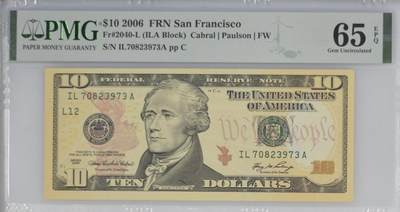 【礼羽收藏】🌏世界钱币拍卖第115期 - 2006年 10美元 彩色版 PMG65EPQ