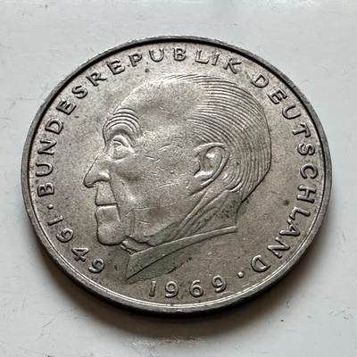 🌹外币初藏🌹🐯2025年第140场  每周二四六晚8️⃣点 接代拍 - 德国1973年D版 2马克 阿登纳