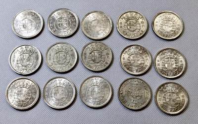 甄臻铺-世界币章拍卖（第43期）送拍享返佣金等优惠多多 - 15枚澳门1952年第一版厚5元大银币 UNC- BU极美品（第二组），细节见图