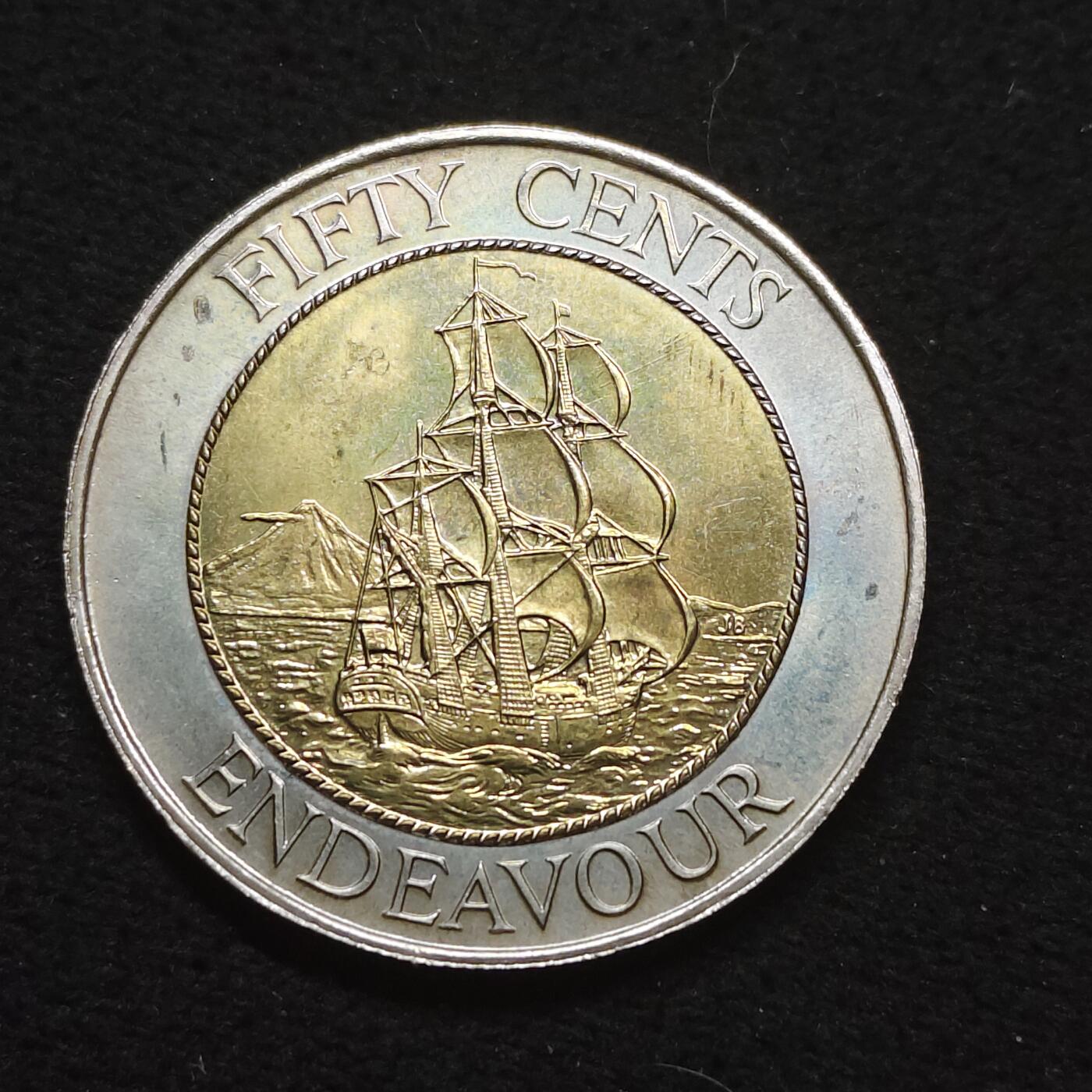 【全场包邮】纯粹捡漏拍484场（免费代拍第21场） 新西兰1994年奋进号50分双色币