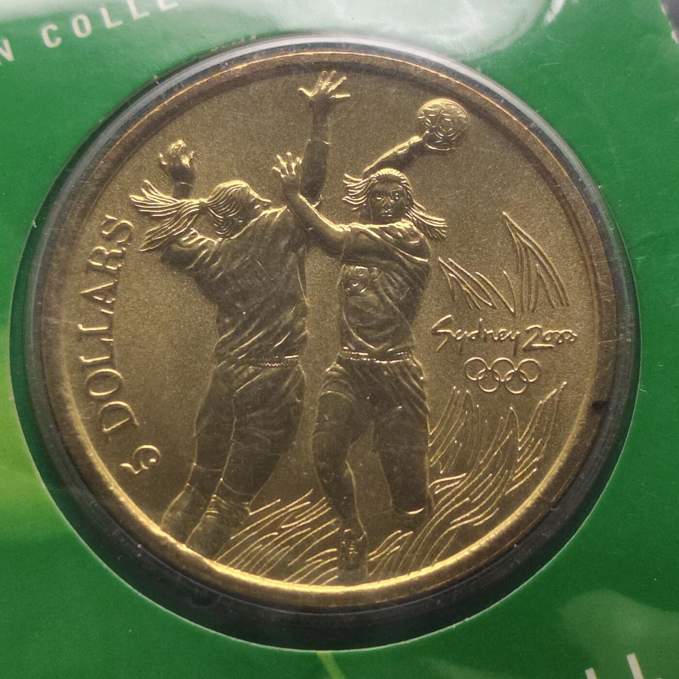 【全场包邮】纯粹捡漏拍484场（免费代拍第21场） 澳大利亚2000年5元悉尼奥运会官方卡装纪念币-手球