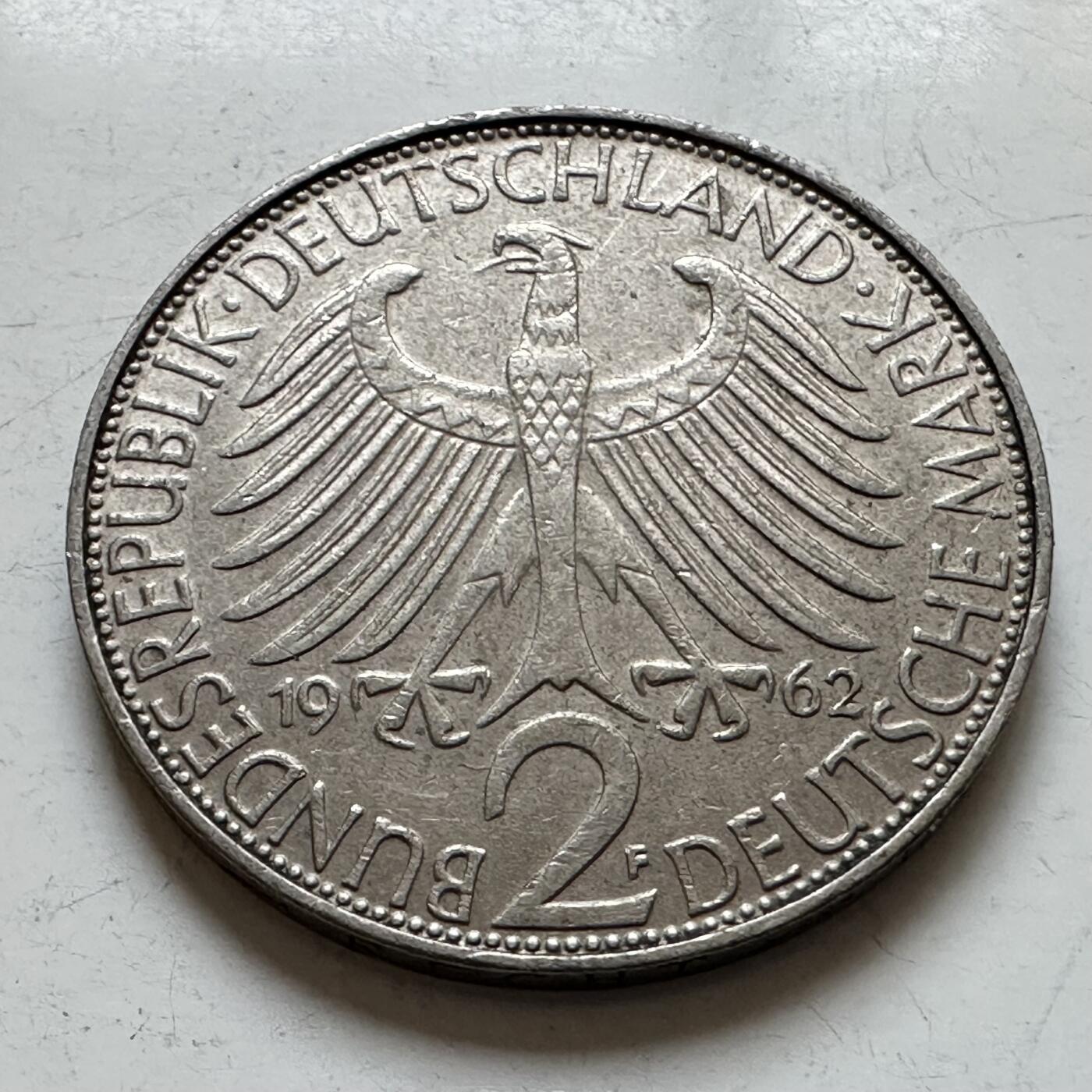 🌹外币初藏🌹🐯2025年第140场  每周二四六晚8️⃣点 接代拍 德国1962年F版 2马克 普朗克