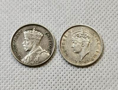 甄臻铺-世界币章拍卖（第43期）送拍享返佣金等优惠多多 - 斐济1935、1943年海龟6便士银币2枚 乔治五世、乔治六世2个版别