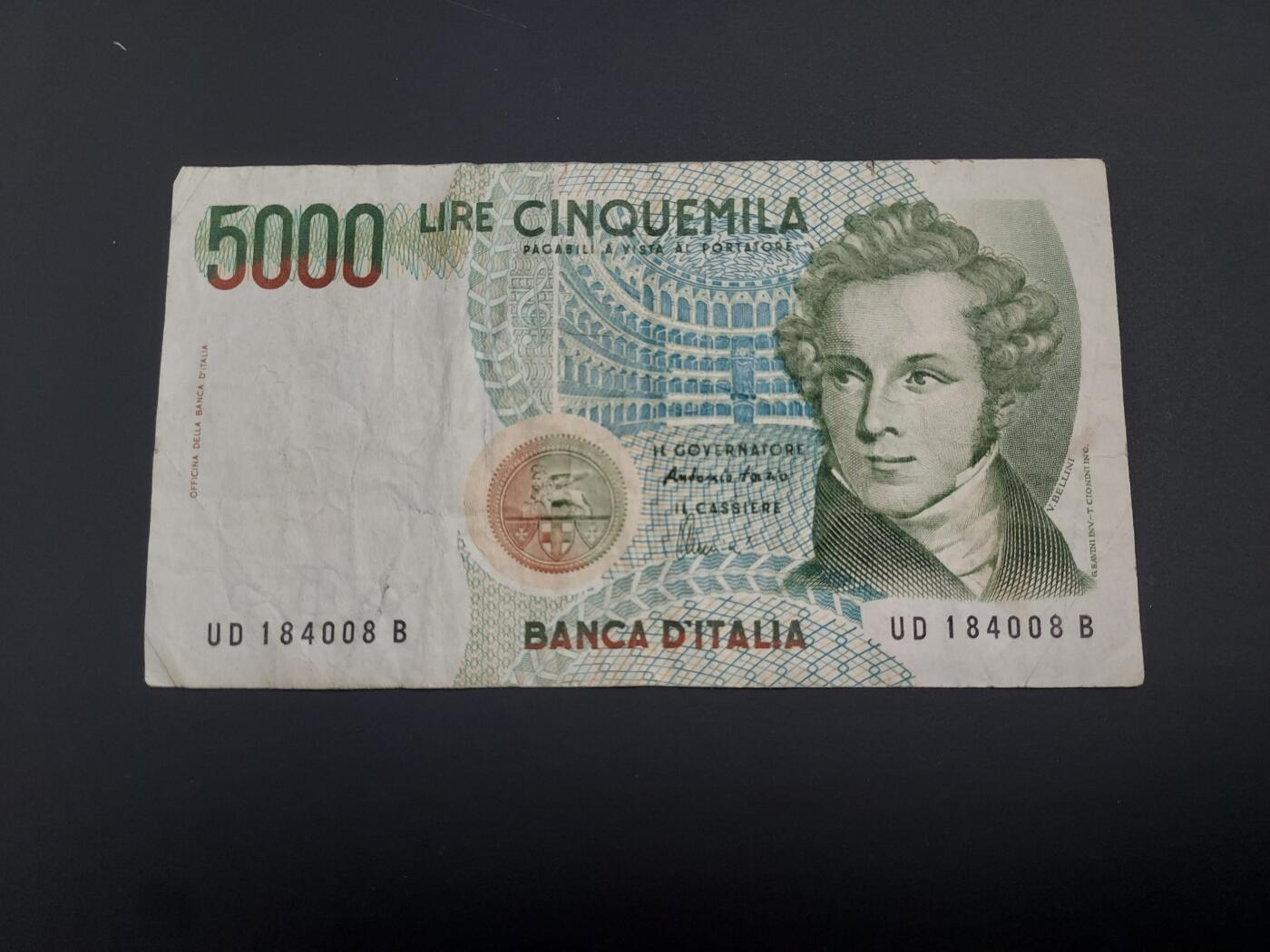 博彦收藏  12月15日 8点 钱币专场 全场包邮 意大利 5000里拉 流通品