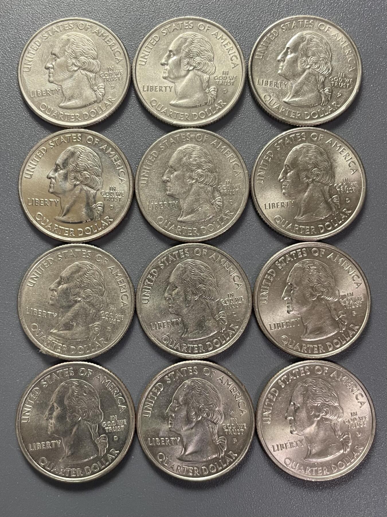 回流1215 美国25美分州币系列12枚不同