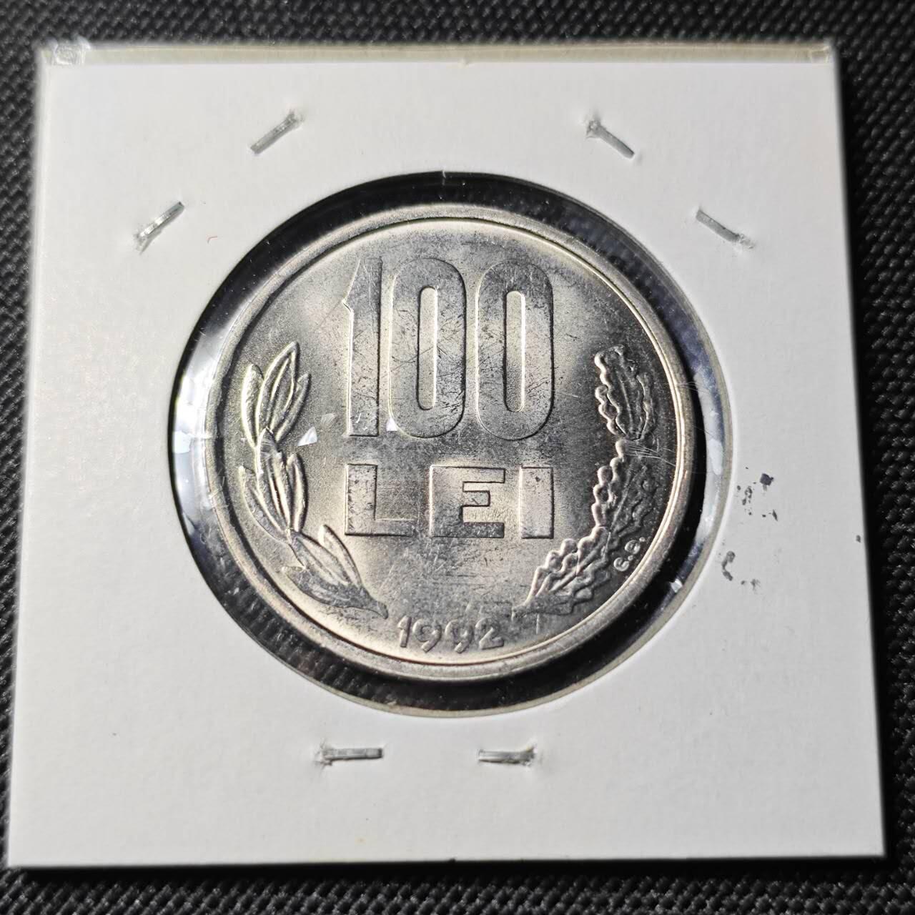 KK钱币收藏小铺 第378期  2月预留时间 周末发货  1992罗马尼亚100列伊 好品