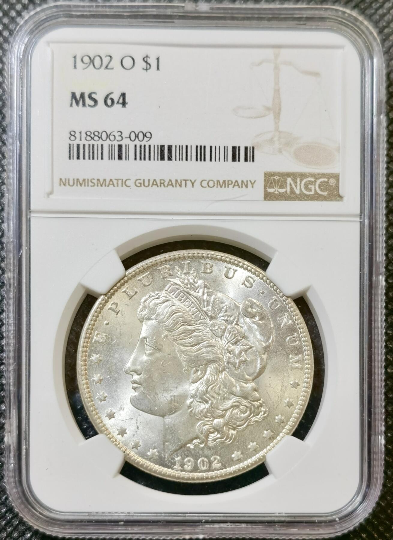 甄臻铺-世界币章拍卖（第43期）送拍享返佣金等优惠多多 NGC-MS64 美国1902年O版摩根一元银币