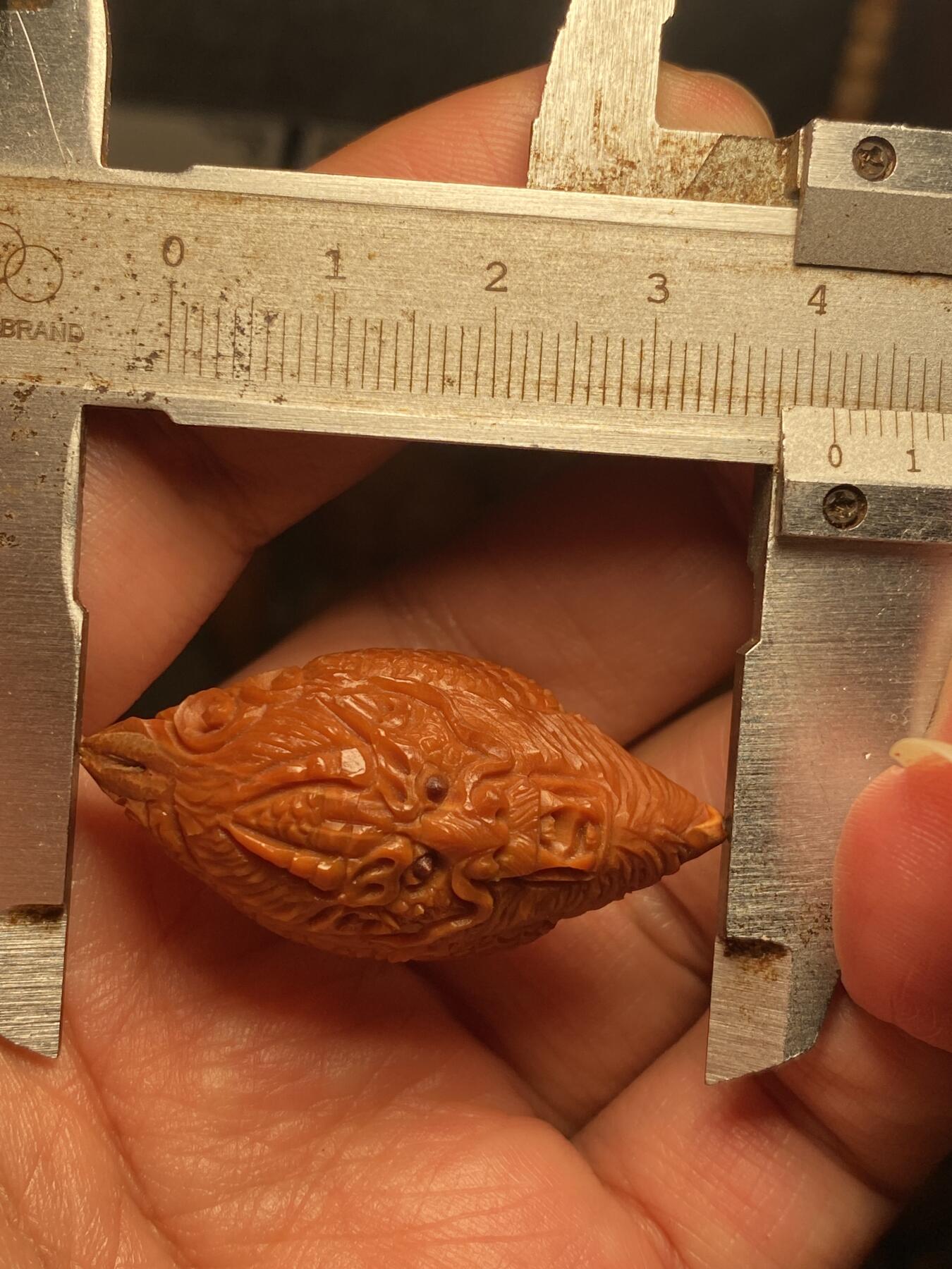 以核会友，中国非物质文化遗产苏工核雕手作 福利苏工核雕，纯手工雕刻一叶成龙单籽个性十足，等待有缘人，市场无同款，尺寸2。0x4.1喜欢的来