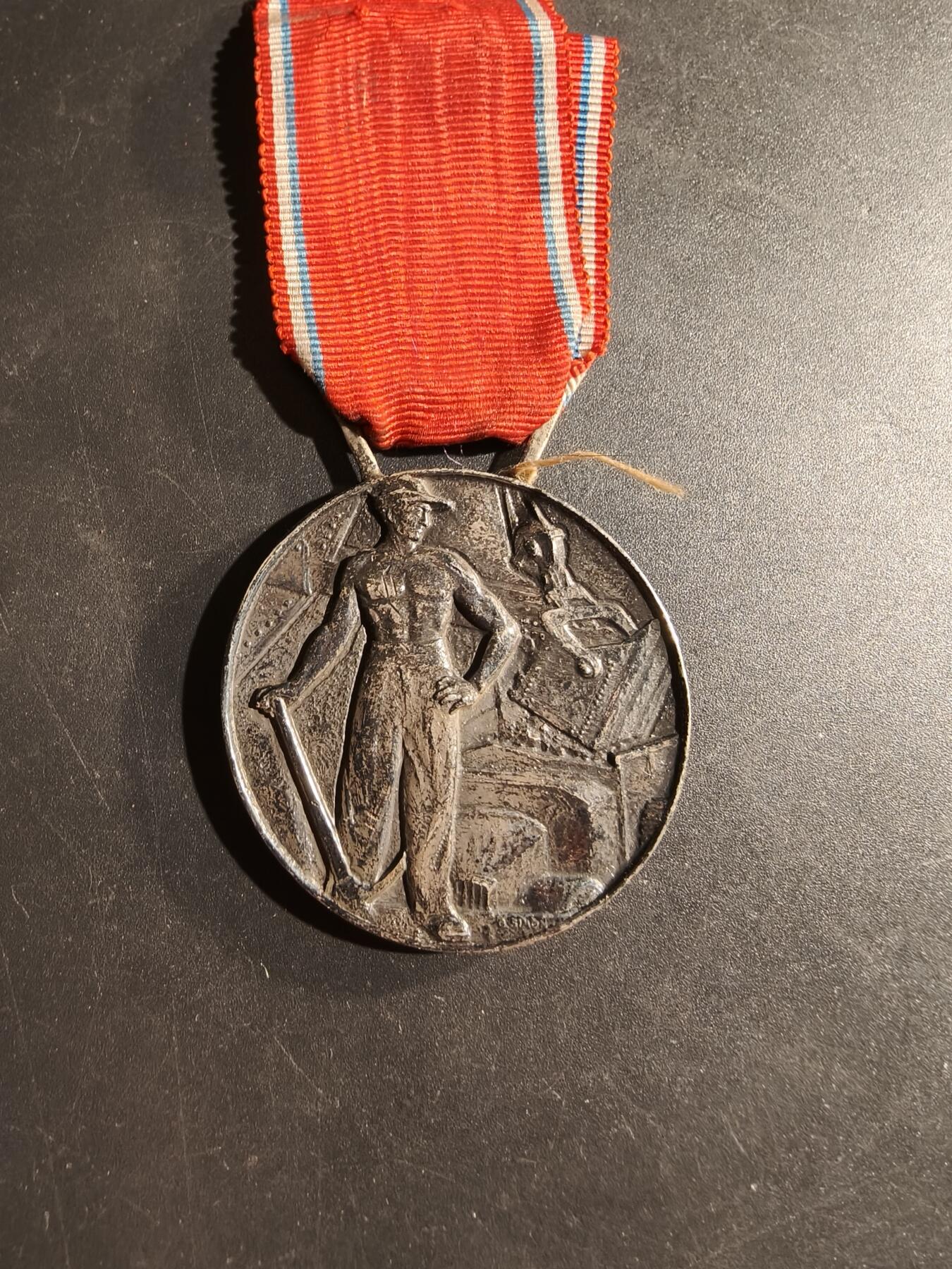 老王徽章第169期 法国银级海外企业联合会公共劳动奖章    1963年实发    950银    36g 