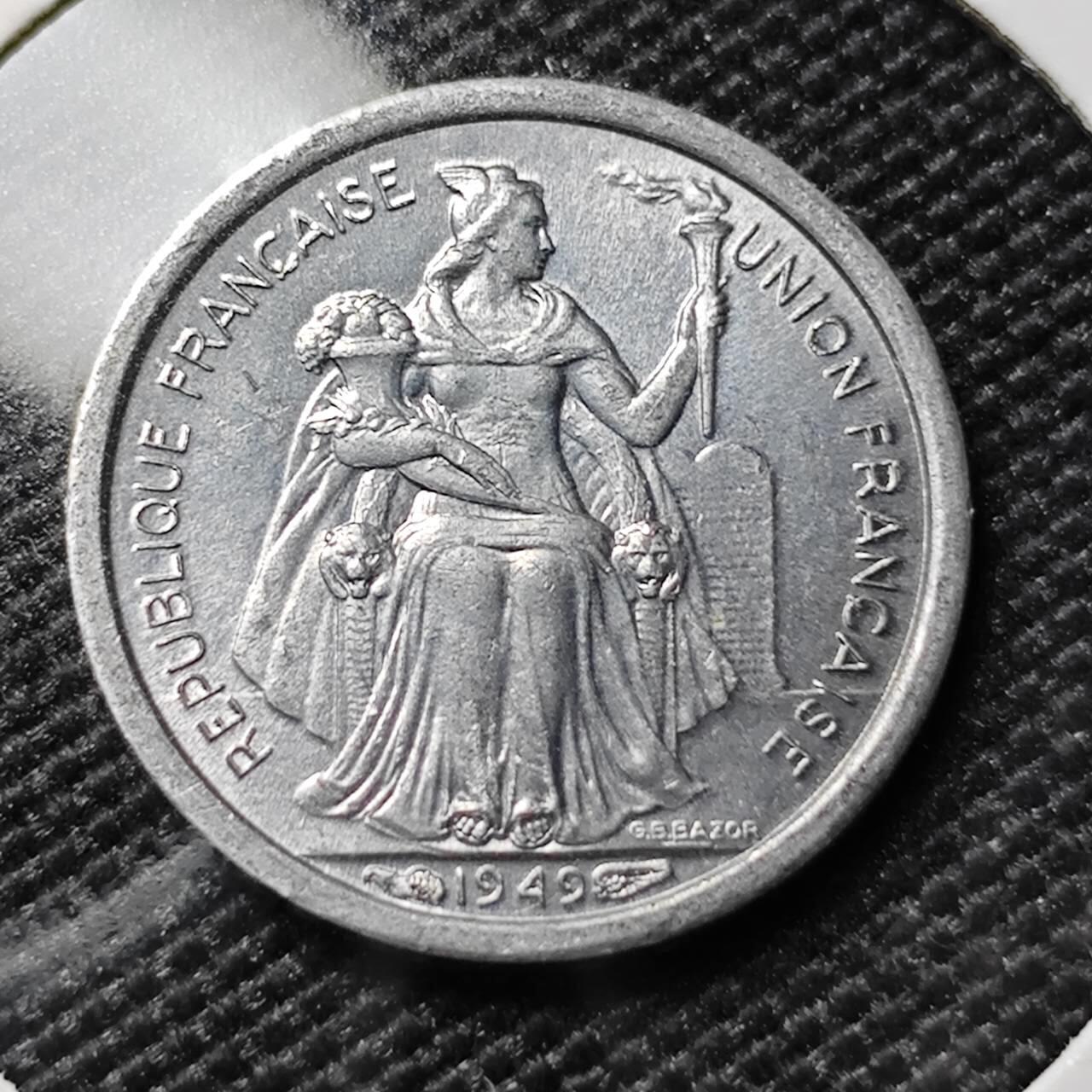 KK钱币收藏小铺 第378期  2月预留时间 周末发货  1949法属新喀里多尼亚50分