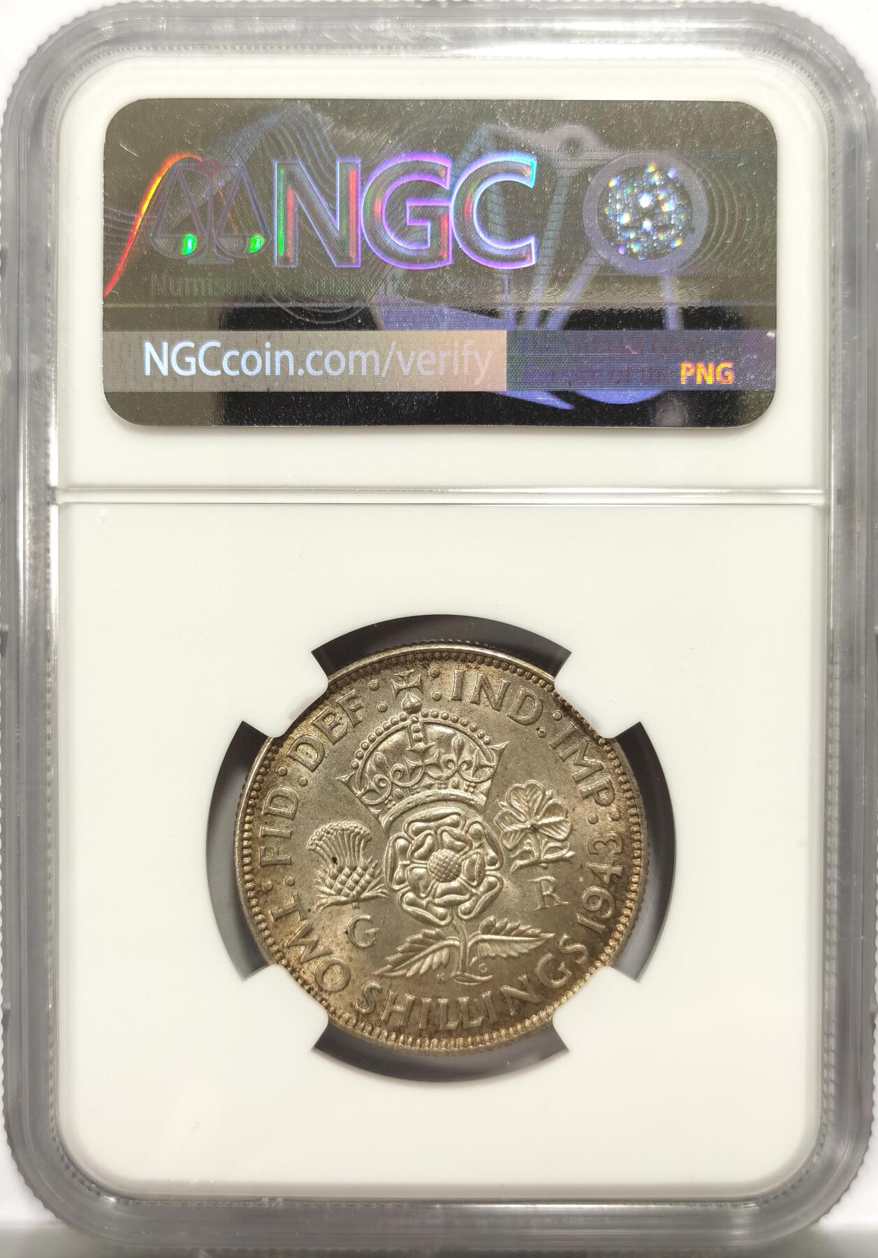 博洋堂世界钱币拍卖第151期（全场包邮） NGC MS64 英国1943年乔治六世2先令银币