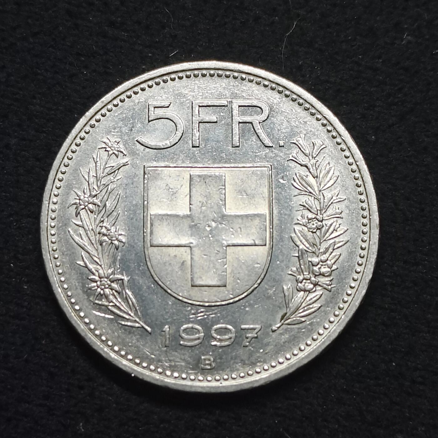 【全场包邮】纯粹捡漏拍484场（免费代拍第21场） 瑞士1997年威廉退尔5法郎