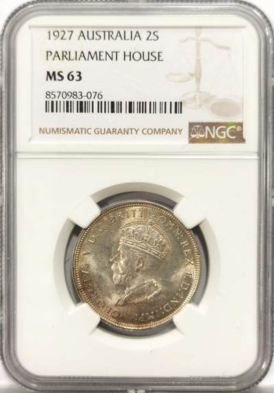 博洋堂世界钱币拍卖第151期（全场包邮） - NGC MS63 英属澳大利亚1927年乔治五世1弗洛林银币