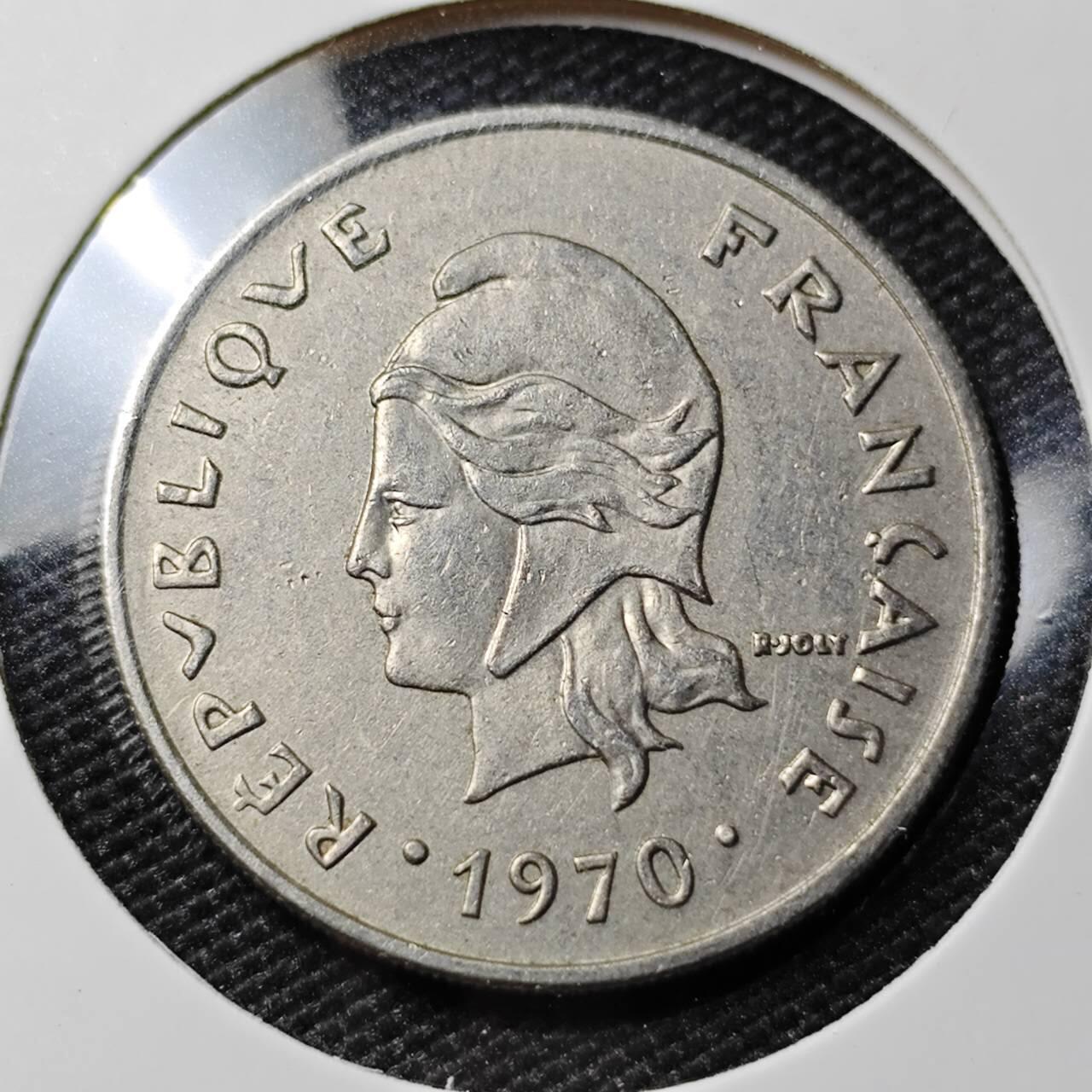 KK钱币收藏小铺 第378期  2月预留时间 周末发货  1970法属新喀里多尼亚20法郎