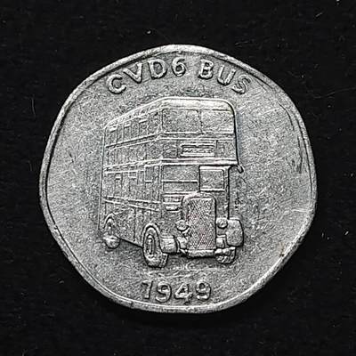 【全场包邮】纯粹捡漏拍484场（免费代拍第21场） - 【代币】英国20分国家交通代币-1949年贝德福德CVD6双层巴士