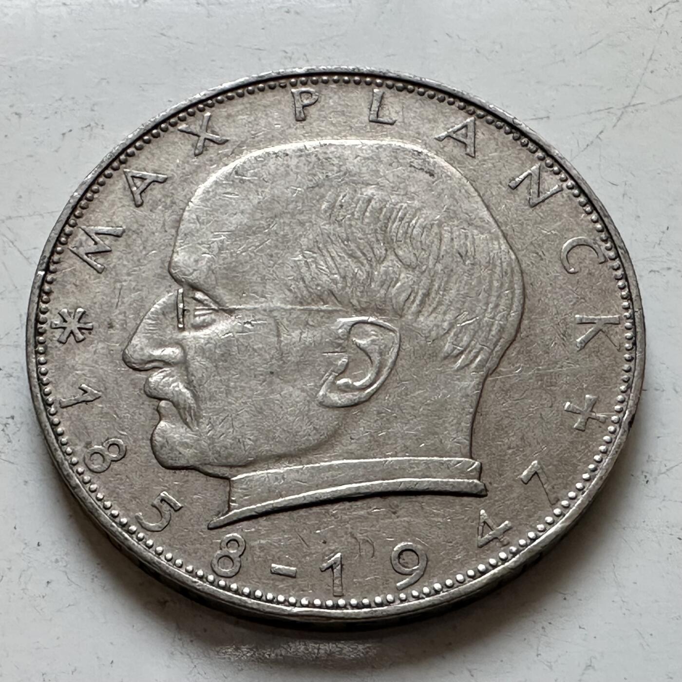 🌹外币初藏🌹🐯2025年第140场  每周二四六晚8️⃣点 接代拍 德国1958年D版 2马克 普朗克