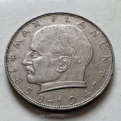 🌹外币初藏🌹🐯2025年第140场  每周二四六晚8️⃣点 接代拍 - 德国1958年D版 2马克 普朗克