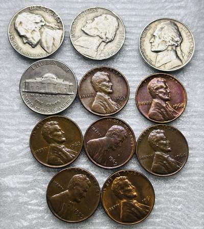 文馨钱币收藏第 284 场，【 长期接收代拍品】老藏家拍品南朝鲜李承晚时期货币，泰国大型纪念币，土耳其各时期及各国套币场 - 美国早期罗斯福，林肯美分 11 枚