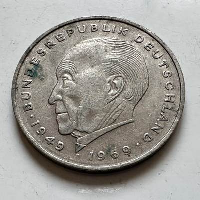 🌹外币初藏🌹🐯2025年第140场  每周二四六晚8️⃣点 接代拍 - 德国1974年F版 2马克 阿登纳