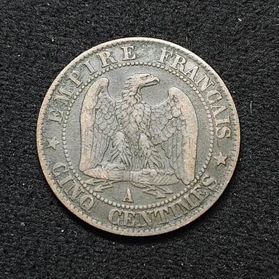 【全场包邮】纯粹捡漏拍484场（免费代拍第21场） - 法国第二帝国1855年拿破仑三世5分铜币