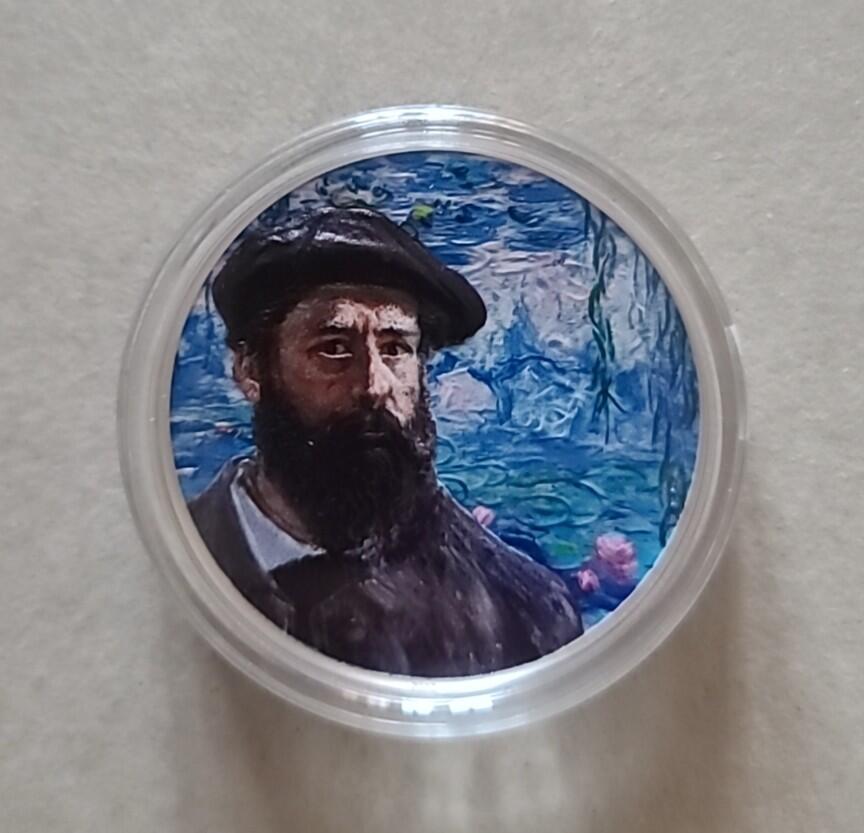 【币将精彩】世界钱币拍卖（2026-1-21） 库克2023年画家莫奈彩色大银币，2盎司带证书包装