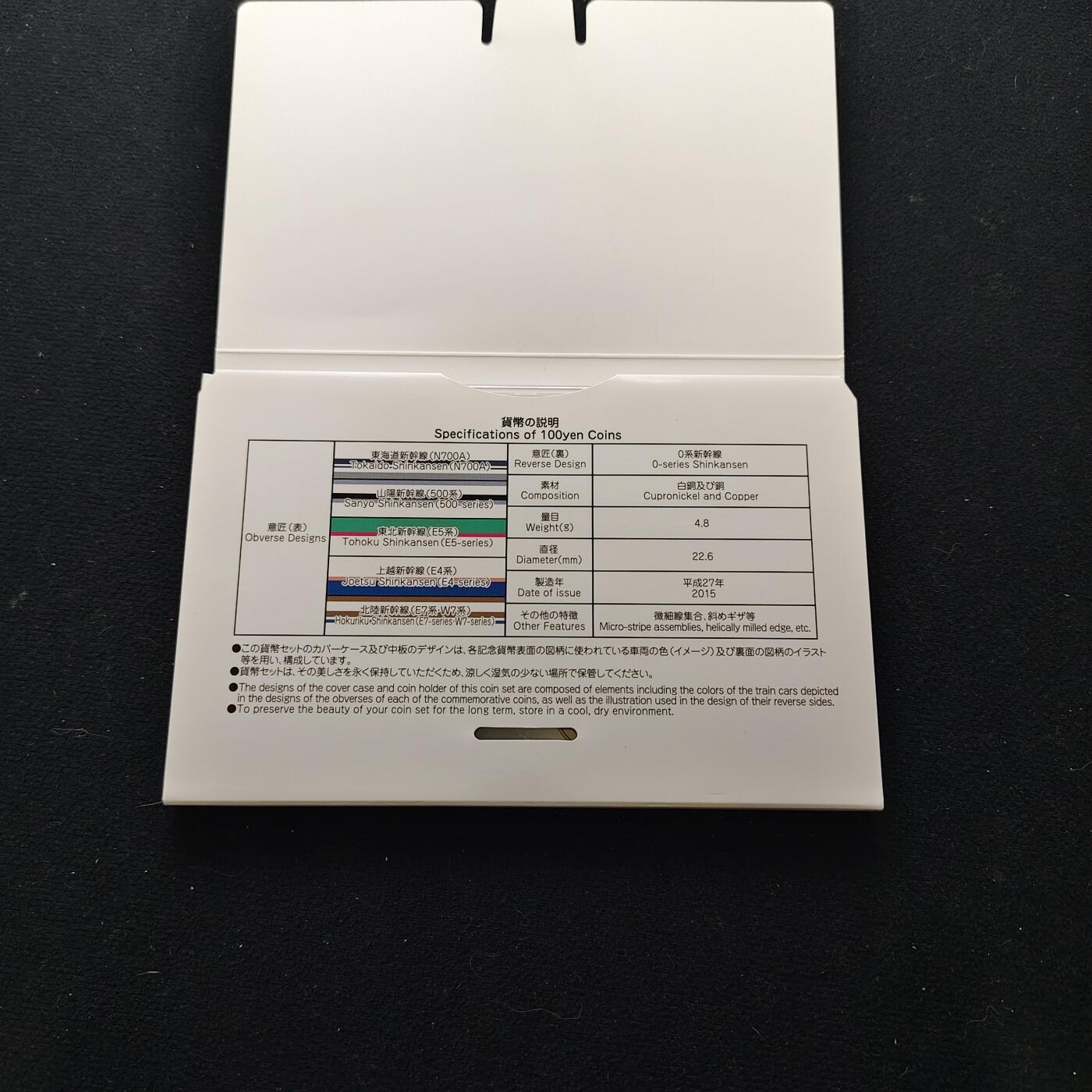 【全场包邮】纯粹捡漏拍485场（免费代拍第22场） 日本平成27-28年100円新干线五十周年官方封装纪念套币2盒9枚全套