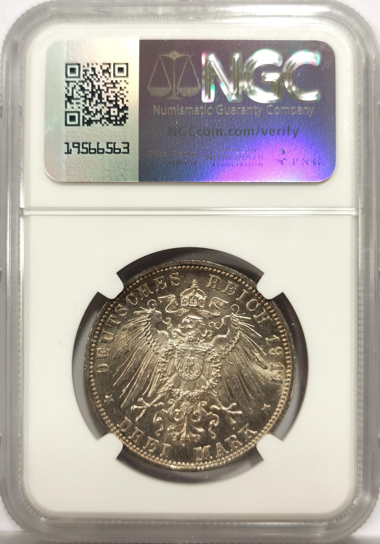 博洋堂世界钱币拍卖第151期（全场包邮） NGC MS64 德国巴伐利亚1911年柳特波德寿辰纪念3马克银币