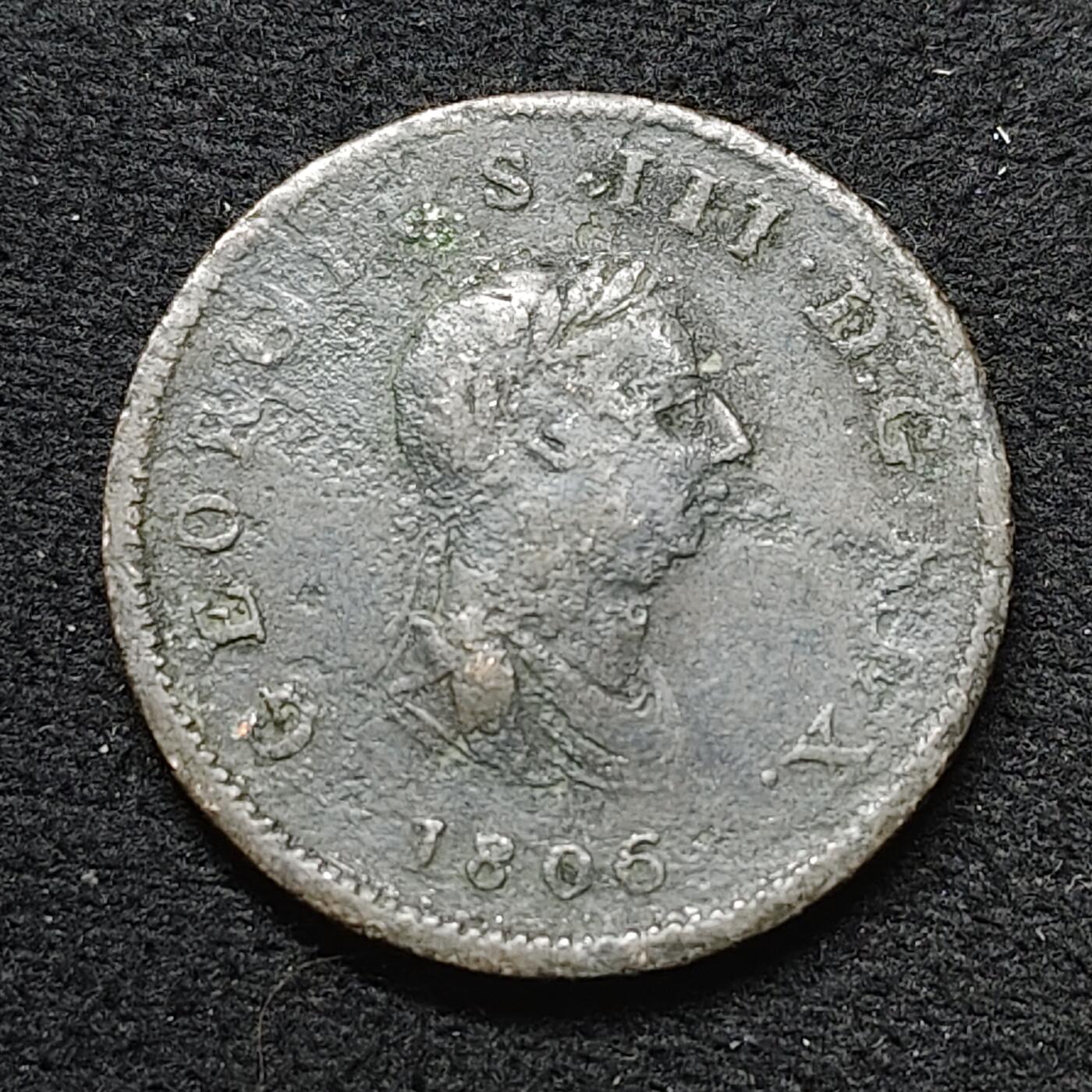 【全场包邮】纯粹捡漏拍484场（免费代拍第21场） 英国1806年乔治三世半便士铜币