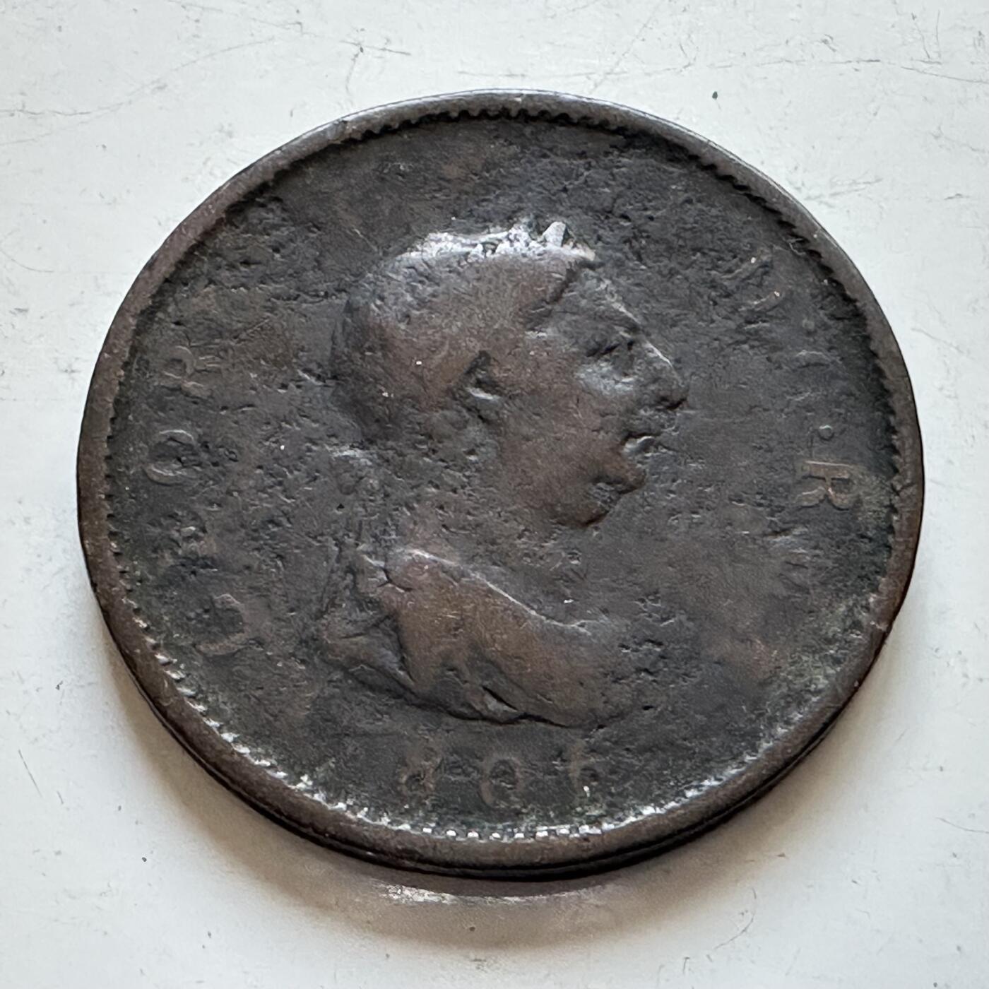 🌹外币初藏🌹🐯2025年第140场  每周二四六晚8️⃣点 接代拍 英国1806年乔治三世一便士大铜币 33.8毫米