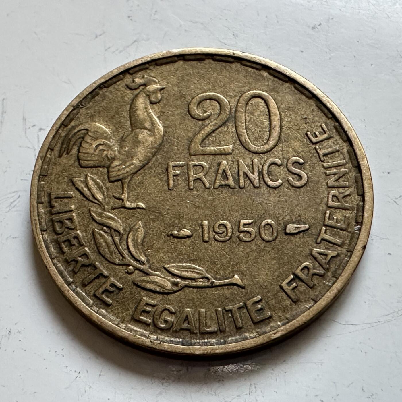 🌹外币初藏🌹🐯2025年第140场  每周二四六晚8️⃣点 接代拍 法国1950年20法郎