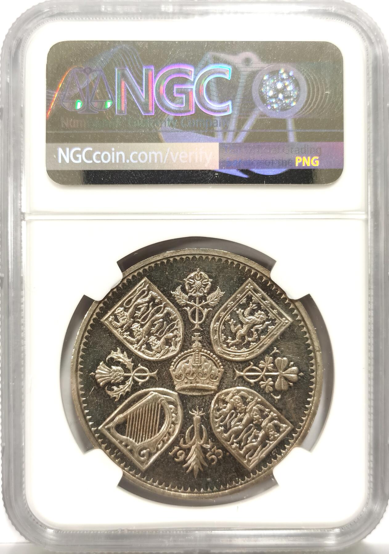 博洋堂世界钱币拍卖第151期（全场包邮） NGC PF63 英国1953年伊丽莎白女王加冕纪念5先令