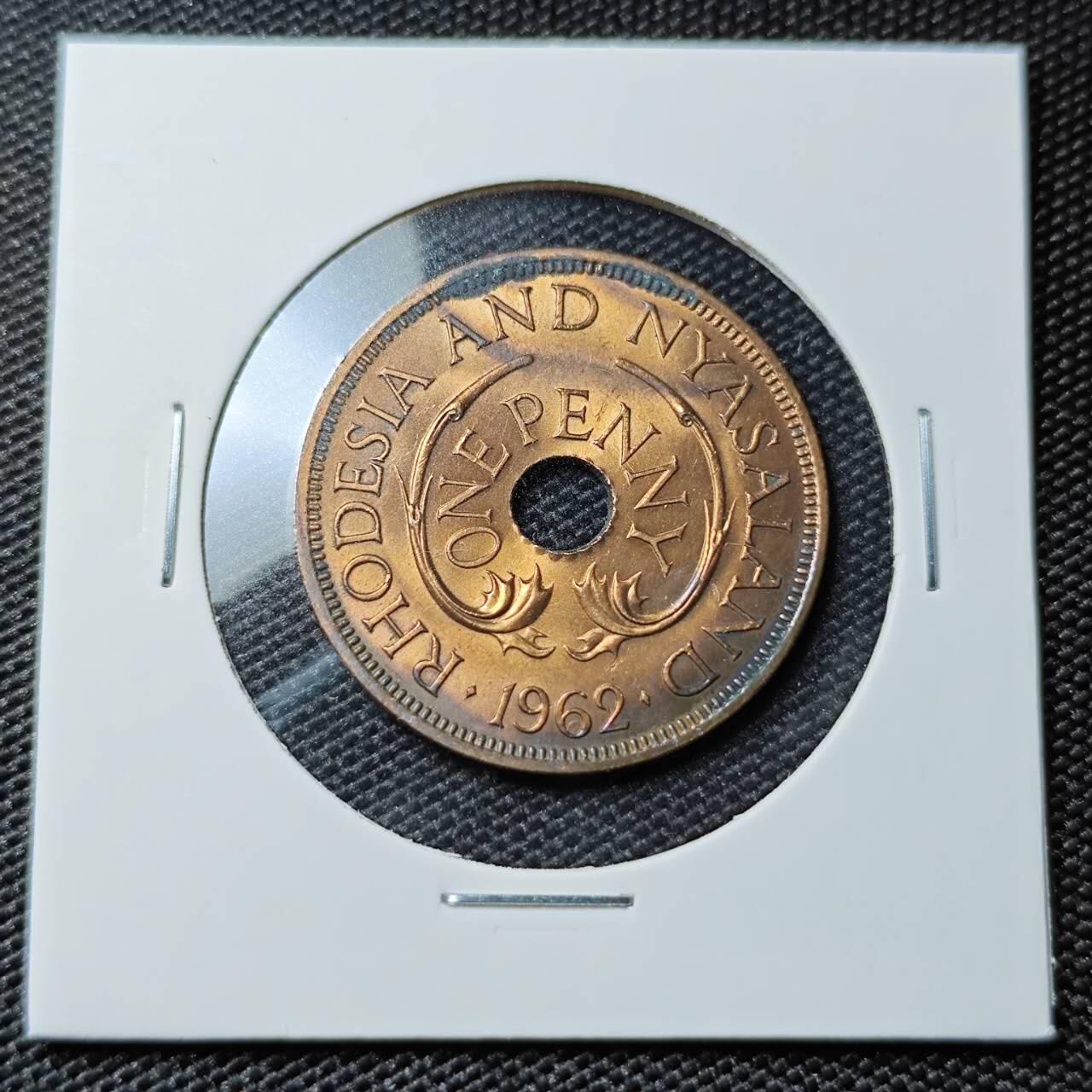 KK钱币收藏小铺 第378期  2月预留时间 周末发货  1962罗得西亚1便士铜币 好品
