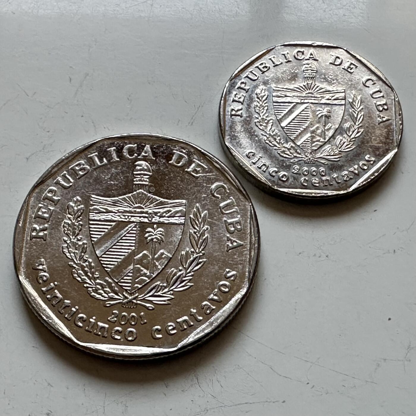 🌹外币初藏🌹🐯2025年第140场  每周二四六晚8️⃣点 接代拍 古巴5/25分外汇币一对