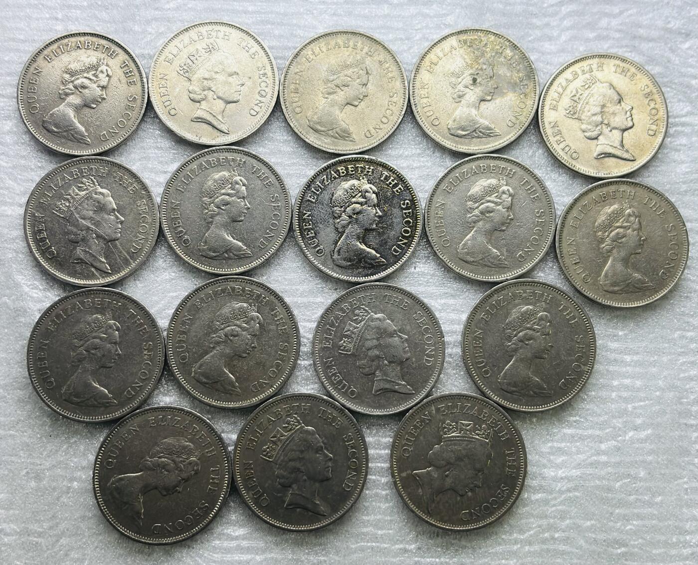 文馨钱币收藏第 284 场，【 长期接收代拍品】老藏家拍品南朝鲜李承晚时期货币，泰国大型纪念币，土耳其各时期及各国套币场 早期英属香港一元 17 枚